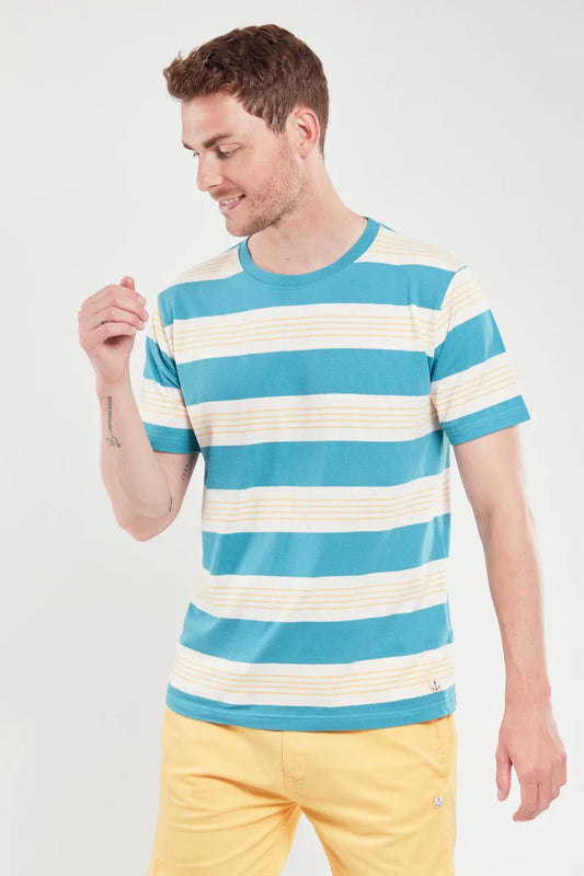ID24263-Armor Lux Pagoda Blue Hoop T-Shirt
