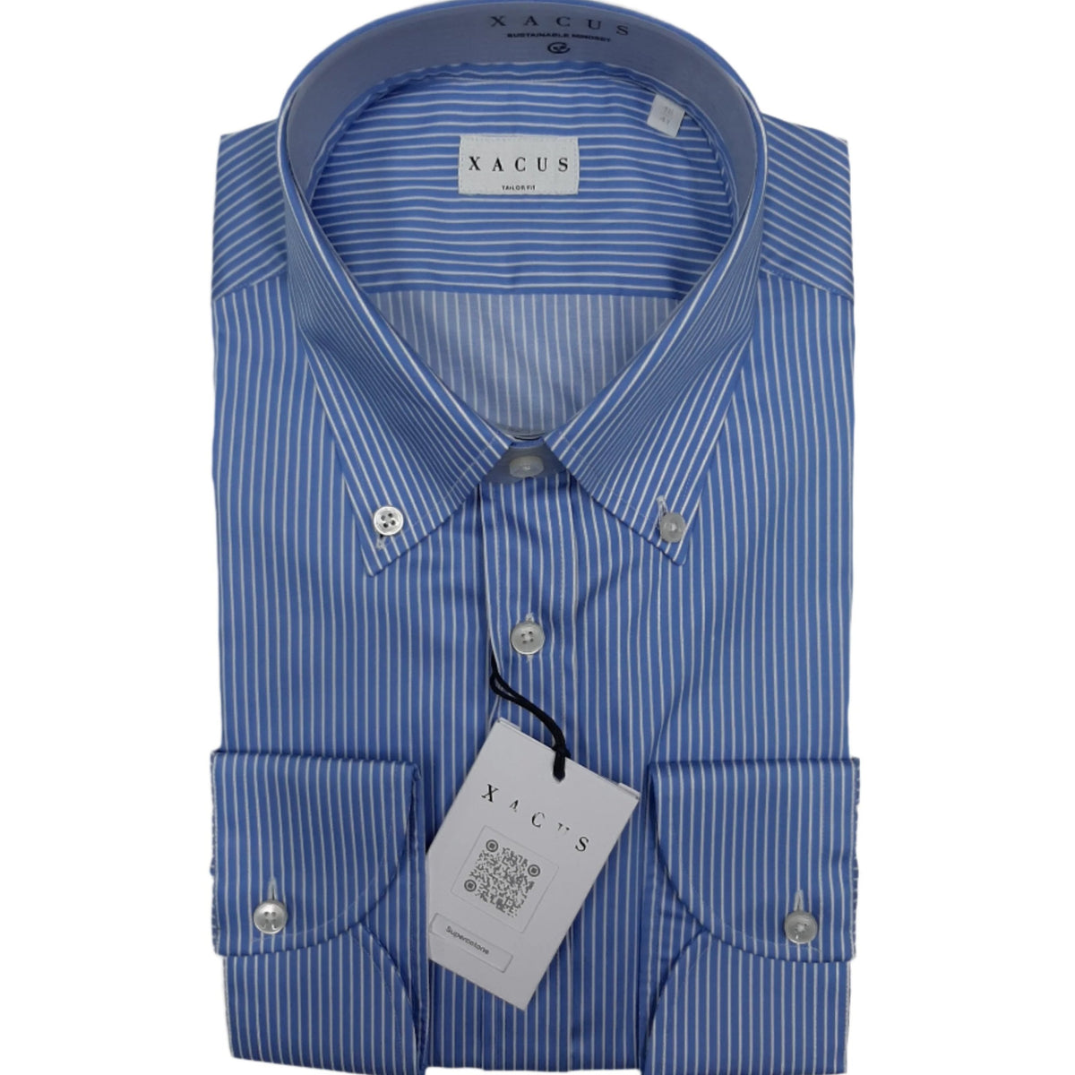 ID80402-Xacus Royal Stripe Button Down