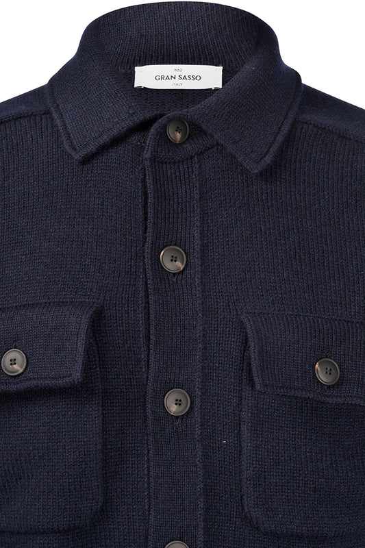 ID25538-Gran Sasso Navy Military Pocket Cardigan