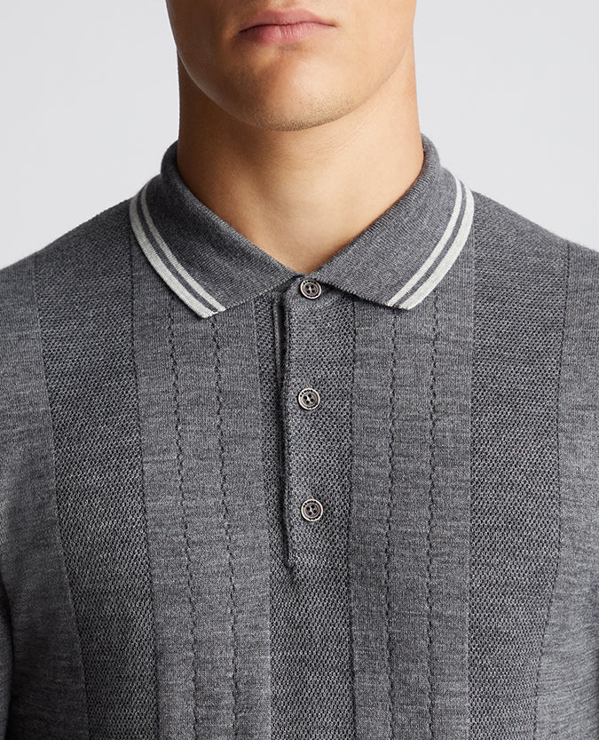 ID80066-Remus Grey Tipped Knitted Polo
