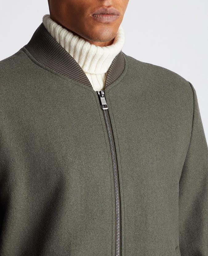 ID80090-Remus Uomo Green Flannel Bomber Jacket