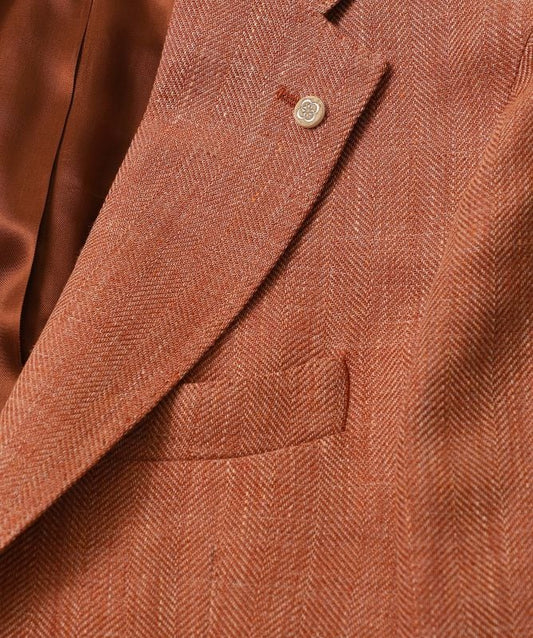 ID70034-Cavaliere Orange Herringbone Bone Jacket