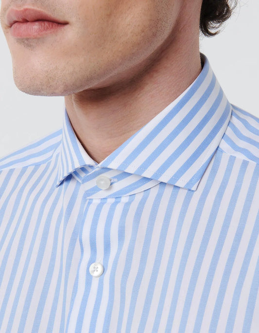 ID24137-Xacus Sky Bengal Broad Stripe Shirt
