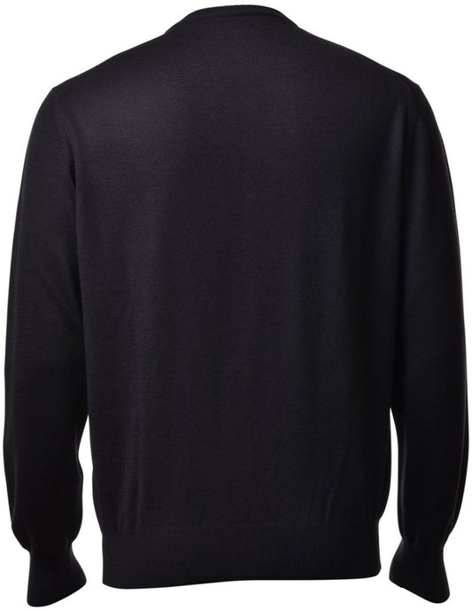 ID80258-Gran Sasso Black Merino Crew Neck