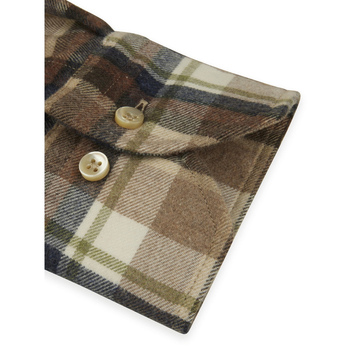 ID80379-Stenstroms Ecru Brown Check Shirt