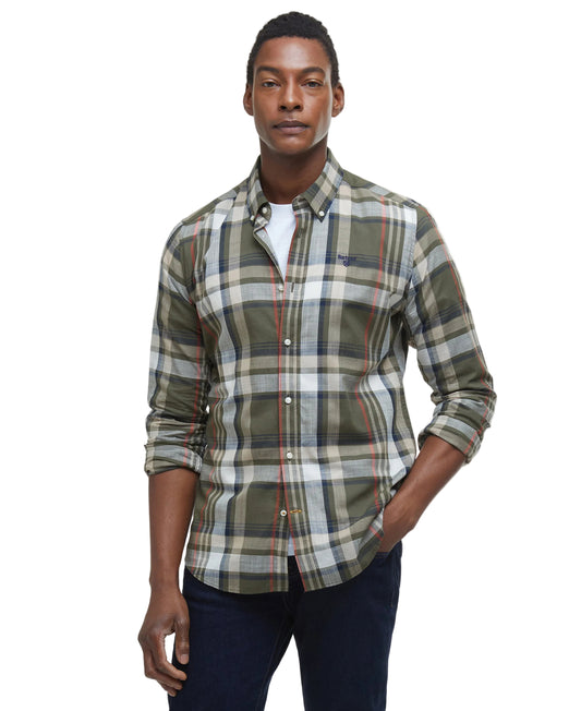 ID25099-Barbour Olive Tan Kidd Shirt