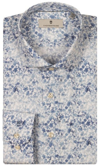 ID25350-Thomas Maine Sky Leaf Print Shirt