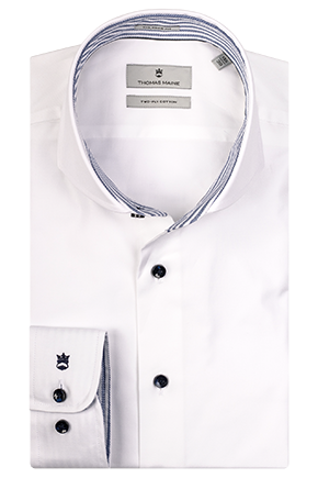 ID10244-Thomas Maine White Blue Button Shirt
