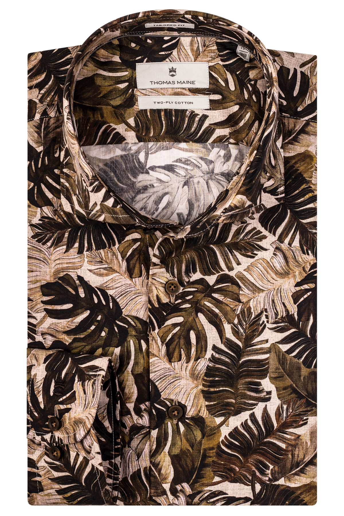 ID10233-Thomas Maine Green Jungle Leaves Shirt