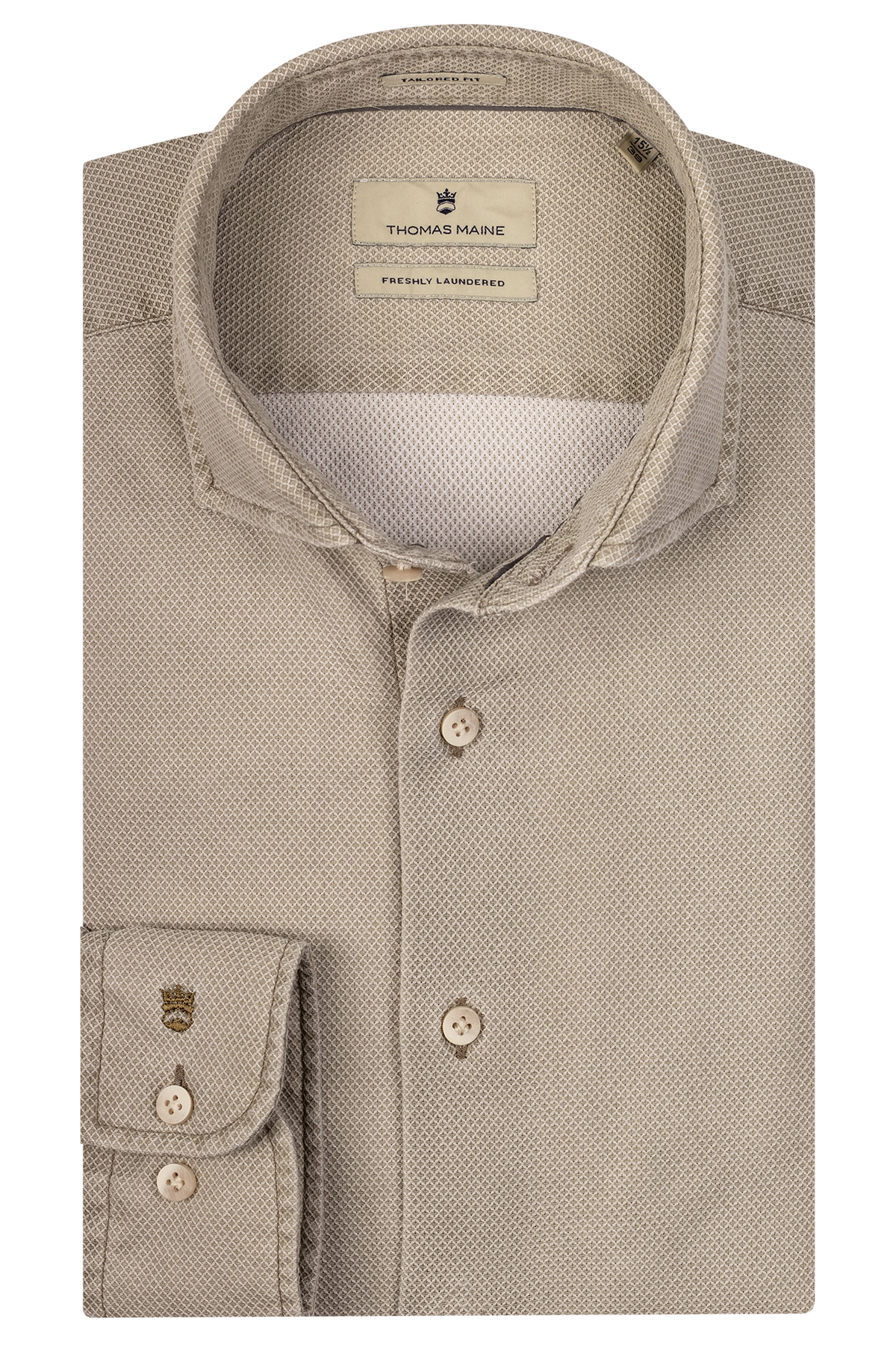 ID10232-Thomas Maine Khaki Washed Waffle Shirt