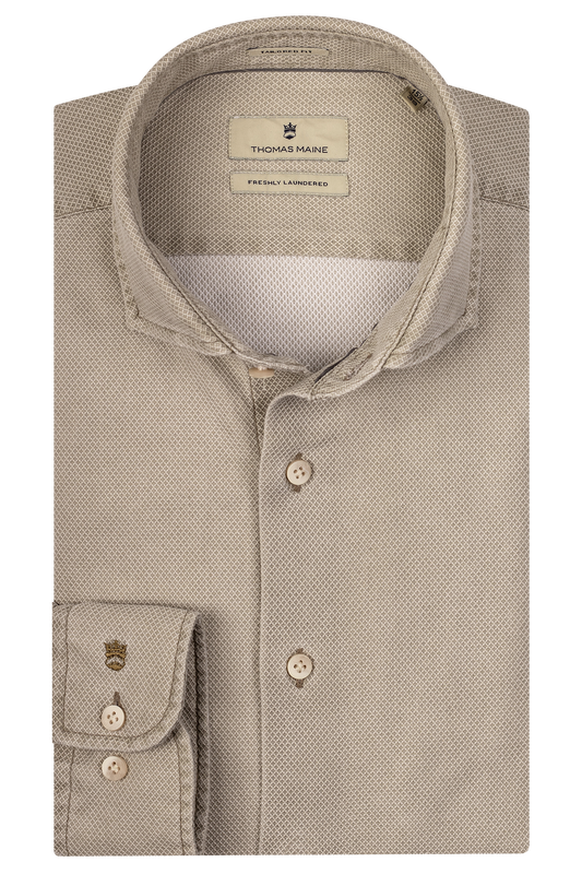 ID10232-Thomas Maine Khaki Washed Waffle Shirt