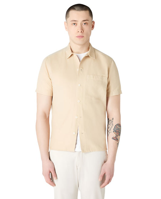 ID70254-Remus Linen Mix Short Sleeve Shirt Beige