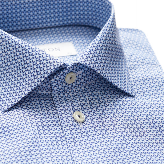 ID5408-Eton Slim Blue Micro Geometric Shirt