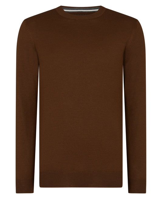 ID60281-Remus Brown Crew Neck Jumper