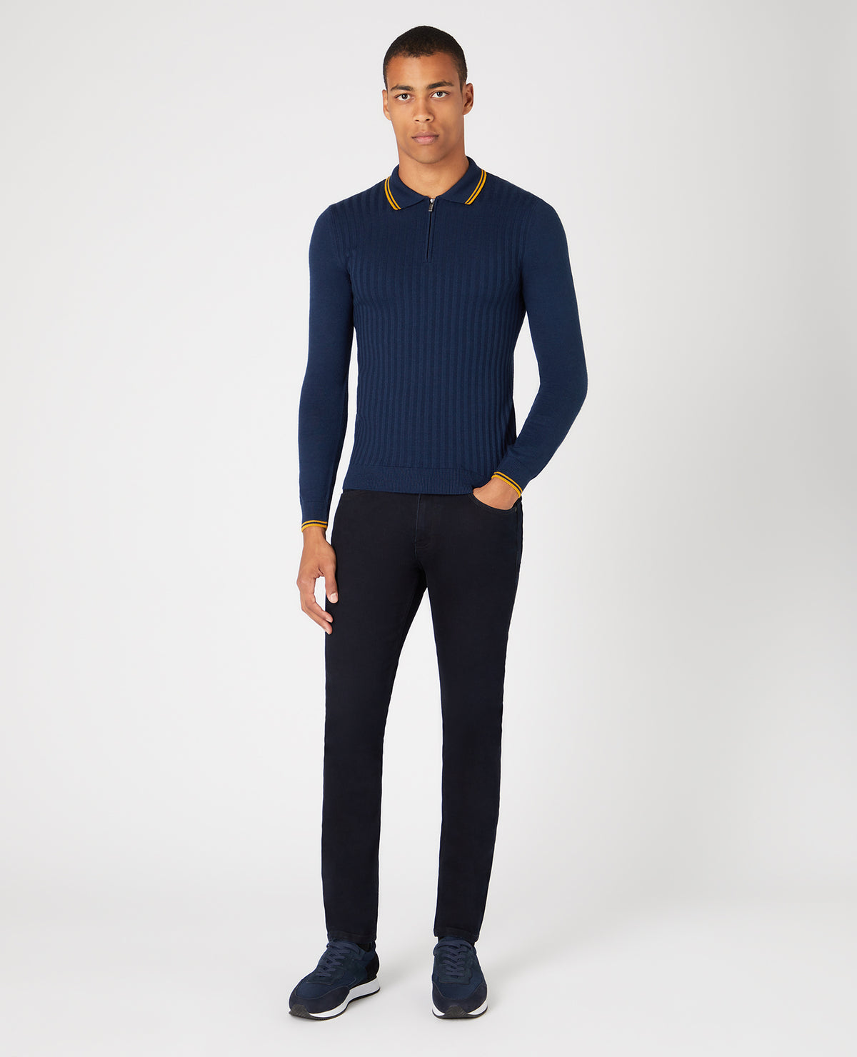 ID60291-Remus Blue Knitted Polo Shirt