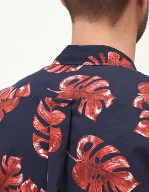 ID50206-Xacus Navy Red S/S Floral Shirt