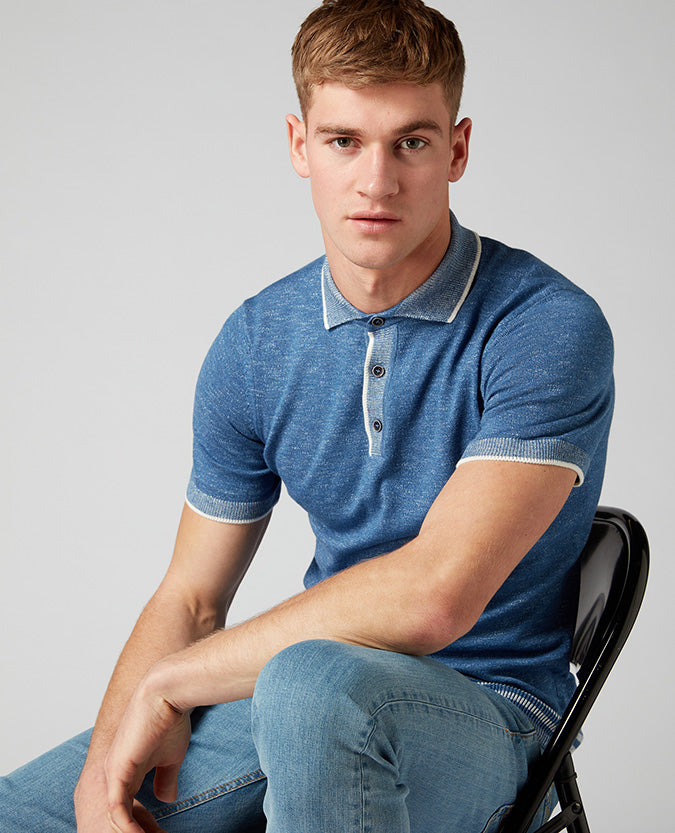 ID10290-Remus Blue Knitted Polo Moulinex