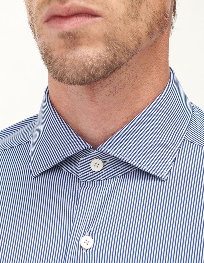 ID40291-Xacus Active Stretch Blue Hairline Stripe Shirt