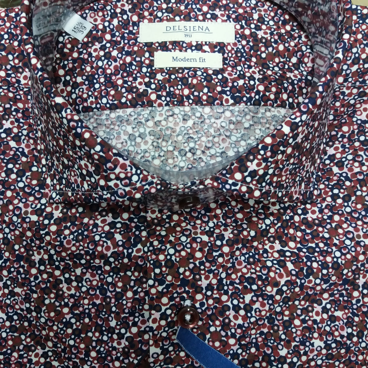 ID4236-Delsiena White/ Burgundy Print Shirt