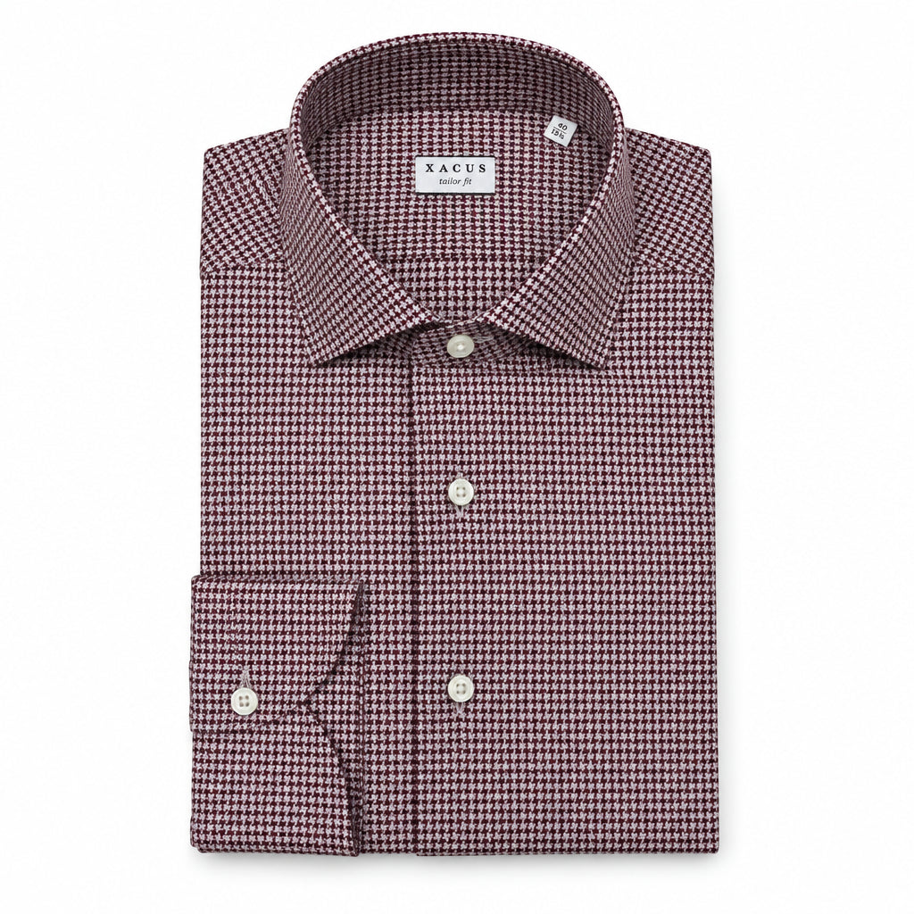 ID2042-Xacus Burgundy Dog Tooth Shirt