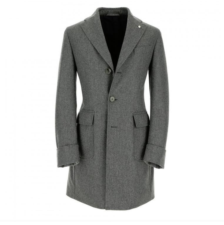 ID6489-LBM Grey Padded Overcoat