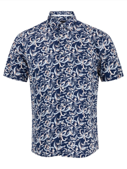 ID24427-Remus Navy Print S/Sleeve