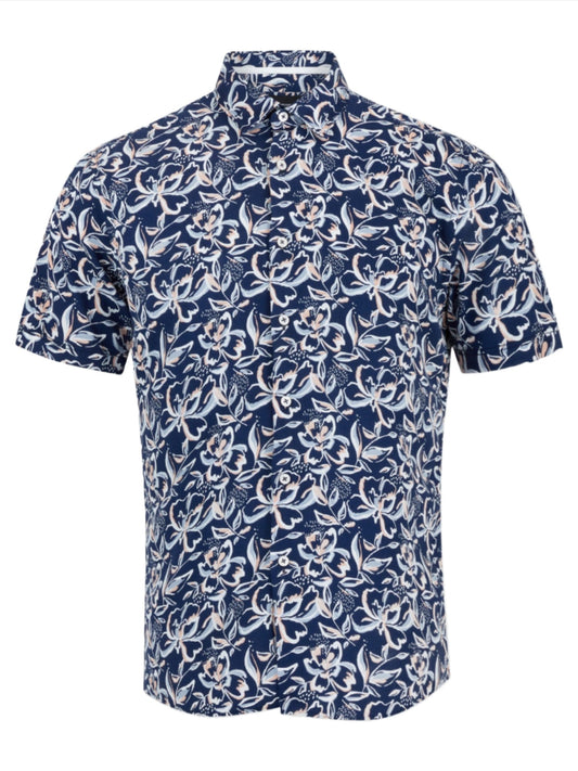ID24427-Remus Navy Print S/Sleeve