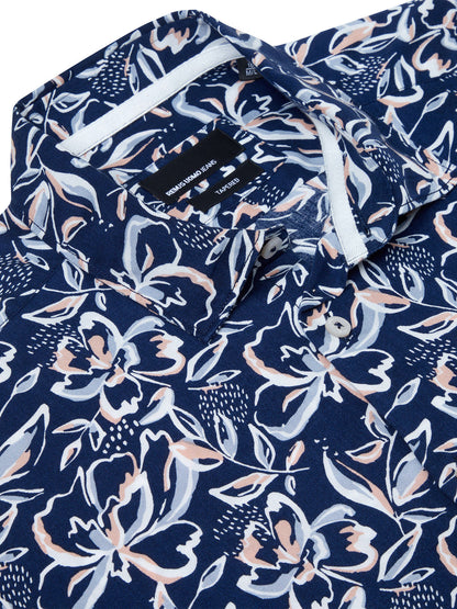 ID24427-Remus Navy Print S/Sleeve