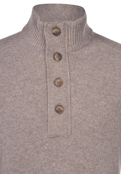ID25535-Gran Sasso Brown Button Neck Knitwear