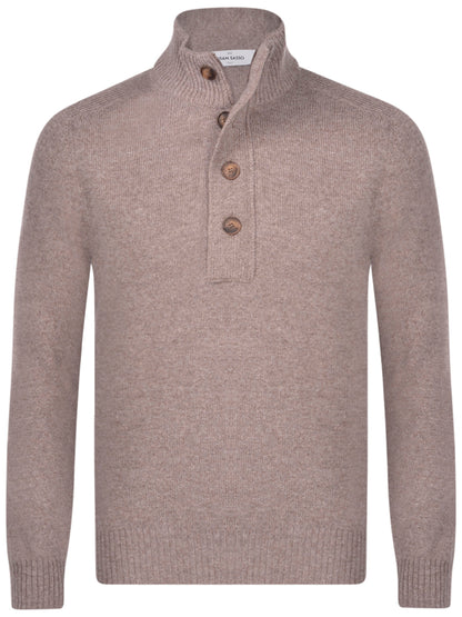 ID25535-Gran Sasso Brown Button Neck Knitwear