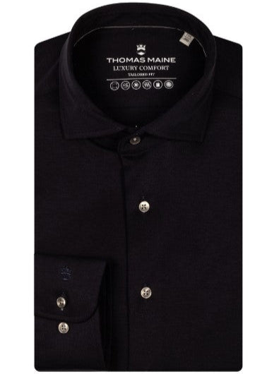 ID25404 Thomas Maine Black Stretch Jersey Shirt