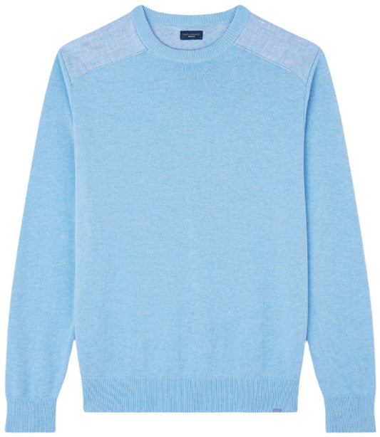 ID25298-Paul Shark Sky Crew Neck Linen Inserts