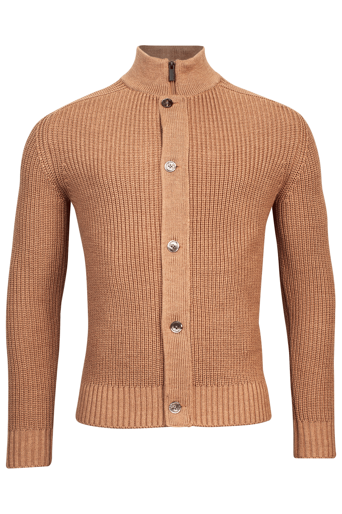 ID80029-Thomas Maine Camel Ribbed Cardigan
