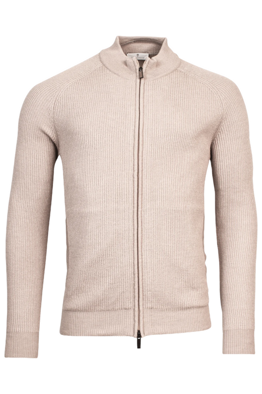 ID80031-Thomas Maine Light Beige Zip Cardigan