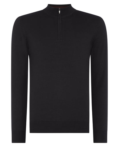 ID24722-Remus Black Zip Neck Knitwear