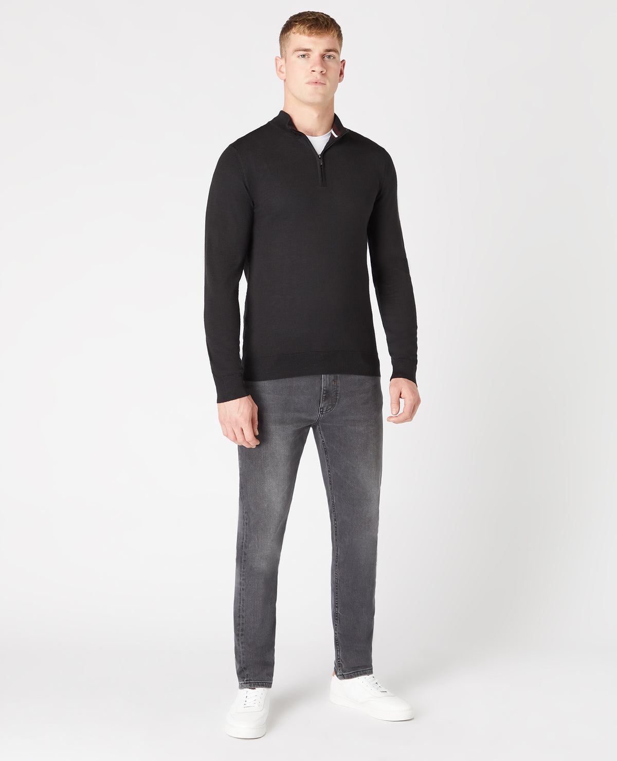ID24722-Remus Black Zip Neck Knitwear