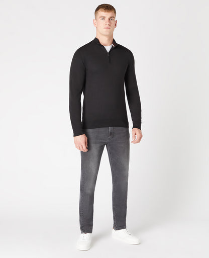 ID24722-Remus Black Zip Neck Knitwear