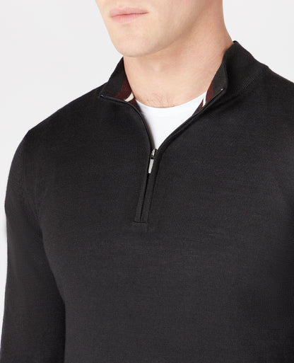 ID24722-Remus Black Zip Neck Knitwear