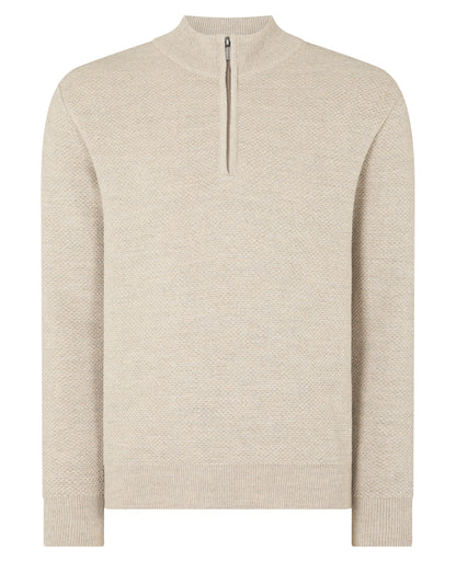 ID24728-Remus Ecru Quarter Zip Knitwear