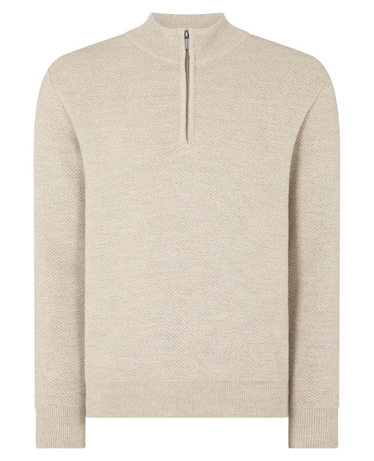 ID24728-Remus Ecru Quarter Zip Knitwear