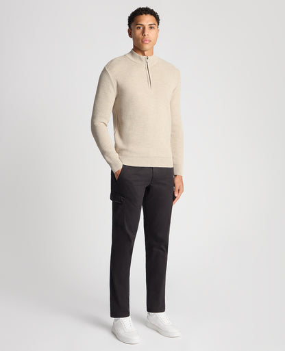 ID24728-Remus Ecru Quarter Zip Knitwear