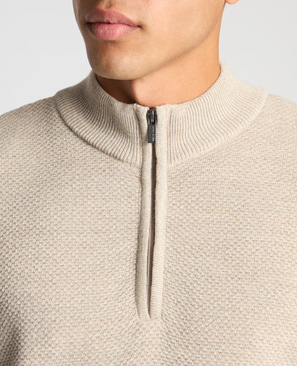 ID24728-Remus Ecru Quarter Zip Knitwear