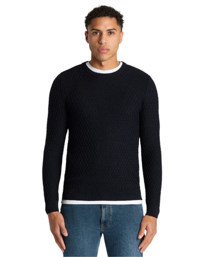 ID24726-Remus Navy Bubble Knit Crew Neck