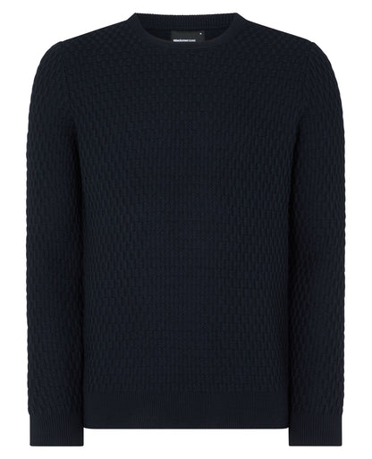 ID24726-Remus Navy Bubble Knit Crew Neck