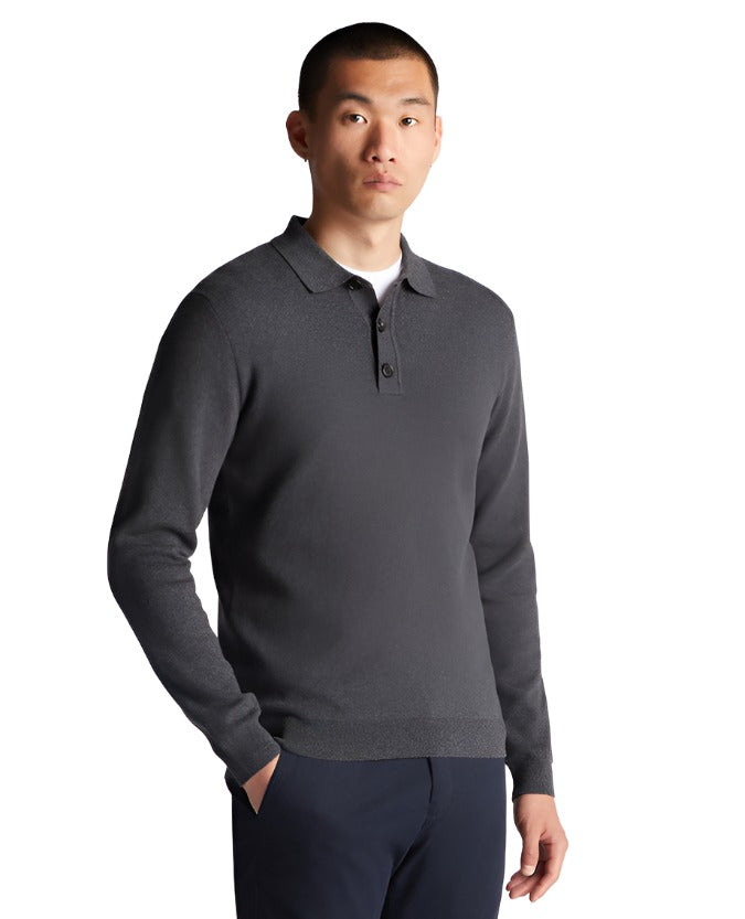 ID80076-Remus Charcoal Knitted Polo Shirt