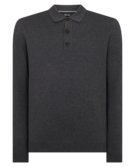 ID80076-Remus Charcoal Knitted Polo Shirt