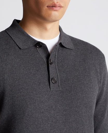 ID80076-Remus Charcoal Knitted Polo Shirt
