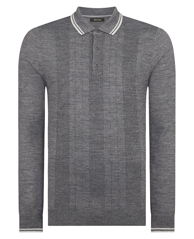 ID80066-Remus Grey Tipped Knitted Polo