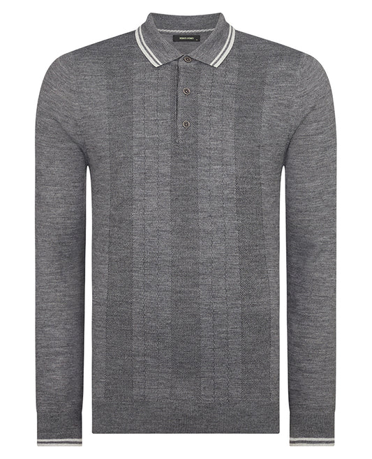 ID80066-Remus Grey Tipped Knitted Polo