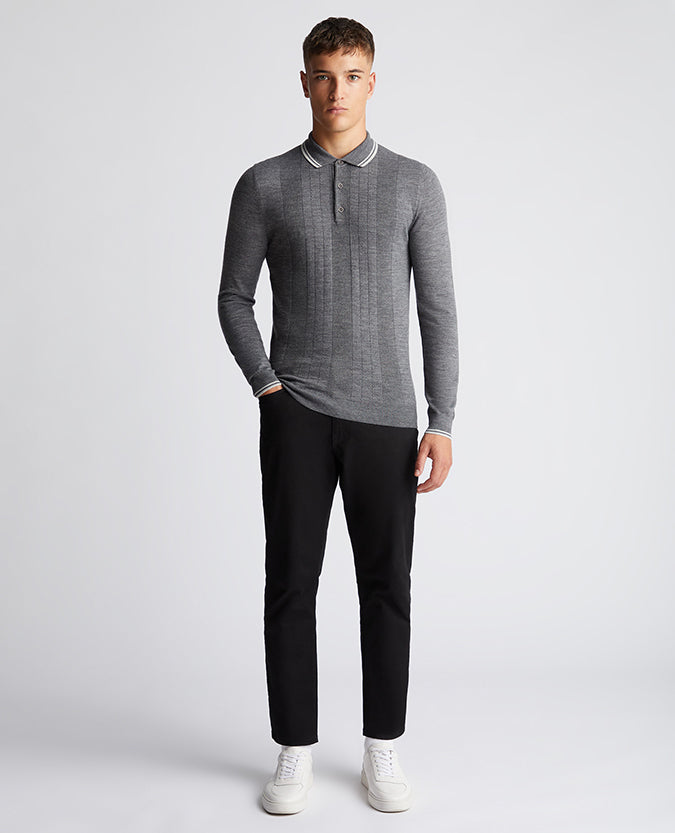 ID80066-Remus Grey Tipped Knitted Polo